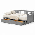 Lit-divan simple en bois gris avec 2 tiroirs, 205 × 96 × 80 cm, pour matelas 90 × 200 cm