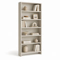 Bibliothèque au sol rectangulaire en MDF avec 6 pièces, beige tourterelle, 80 × 30 × 180 cm