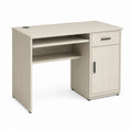 Bureau d'ordinateur en maquillage mélaminé avec tiroir, armoire, plateau et plateau à clavier, chêne blanchi et noir, 100 × 50 × 75 cm