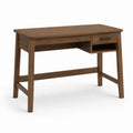 Bureau en bois avec tiroir et compartiment ouvert, brun noyer et noir, 110 × 50 × 76 cm